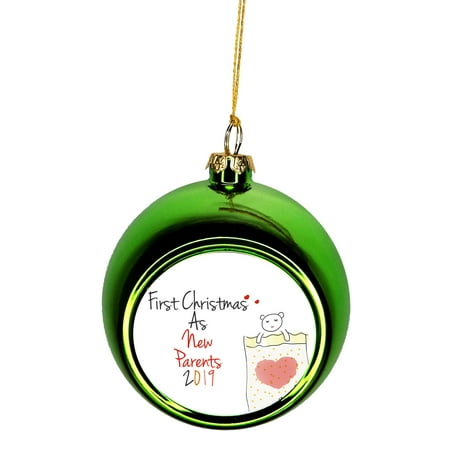 Light O Rama Christmas 2019 Ornament New Parents - First Christmas as New Parents 2019 - Ornaments Green Bauble Christmas Ornament Balls ()