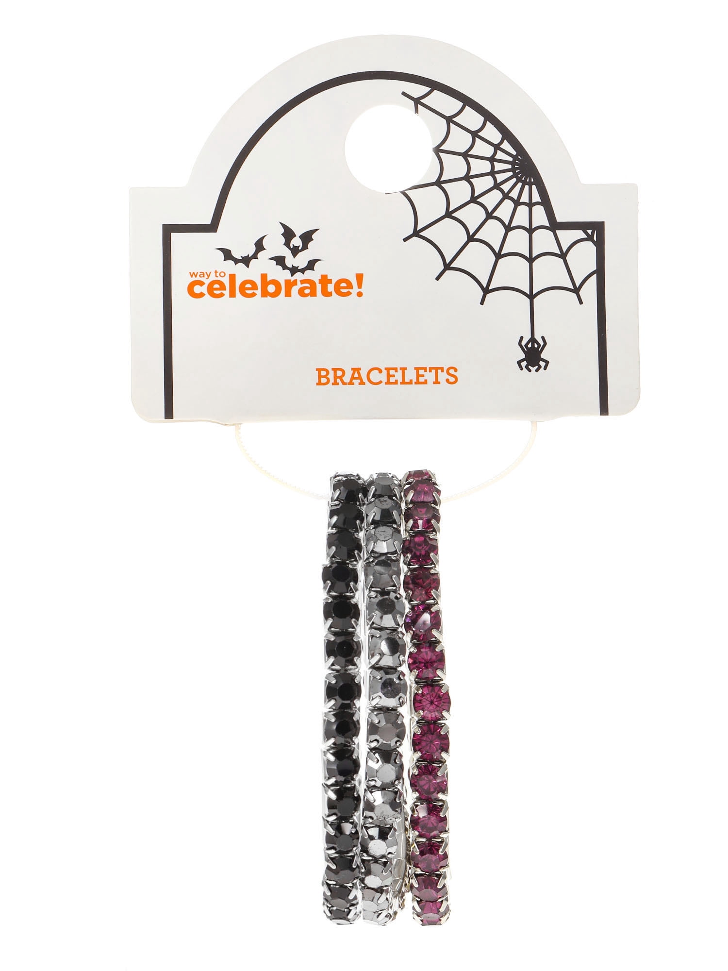 Way to Celebrate Crystal Halloween Stretch Bracelet Set, 3 Pieces