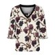 thumbnail image 4 of Camiseta Impresa Casual de Manga Corta de las Mujeres, Cuello en V de Manga de Cinco Cuartos con Pliegues en el Pecho, Camiseta de Estilo de Manga Larga de las Mujeres, 4 of 6