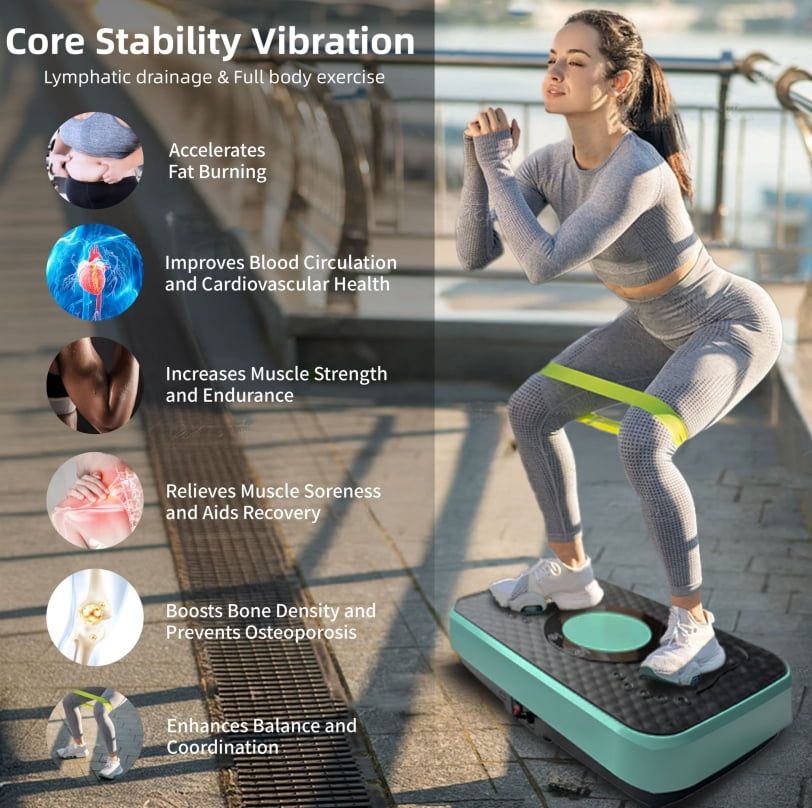 Vibration Plate Fitness Platform, Whole Body Exercise Machine for Lymphatic Drainage, Shaking Workout Board with 120 Speed Levels, Fat Burner and Weight Loss Equipment for Men and Women