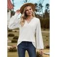 thumbnail image 5 of Womens Long Sleeve T-Shirts Deep V Neck Blouse Dressy Casual 2025 Fashion Loose Soft Fall Winter Clothes White L, 5 of 8