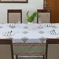 thumbnail image 5 of Sage Green Salmon pink on white Flower Design Hand Block Printed Tablecloth, 5 of 5