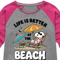 thumbnail image 3 of Peanuts - Summer Edition - Life is Better at the Beach - Toddler & Youth Girls Raglan Graphic T-Shirt, 3 of 5