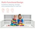 thumbnail image 4 of Full Floor Bed with Bookcase and Shelves, Wood Montessori Floor Bed Frame with Guardrails for Boys, Girls, White, 4 of 7
