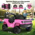 thumbnail image 6 of Funcid 24V Ride on Toys with Remote Control, 2 XL 21.7'' Seater Ride on Truck Car, 2WD/4WD 800W Electric Car for Kids w/ Bluetooth, Bright LED Lights, MP3, Spring Suspension, Pink, 6 of 7