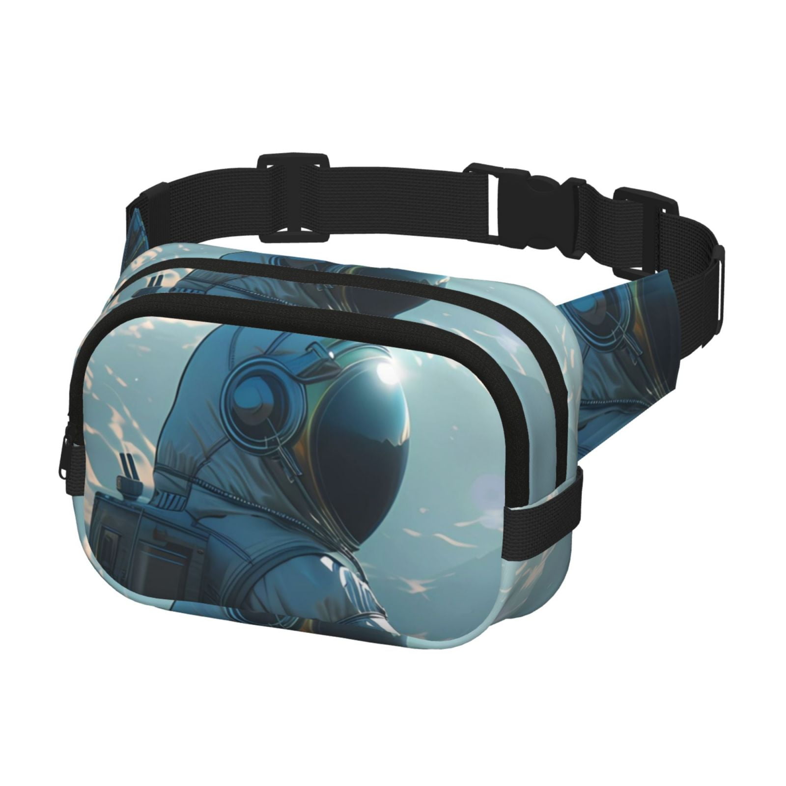 Picia Astronaut Contemplating Planet Print Square Double-Layer Waist Bag Mini Adjustable Waist Belt Bag Exercise Running Travel Hiking