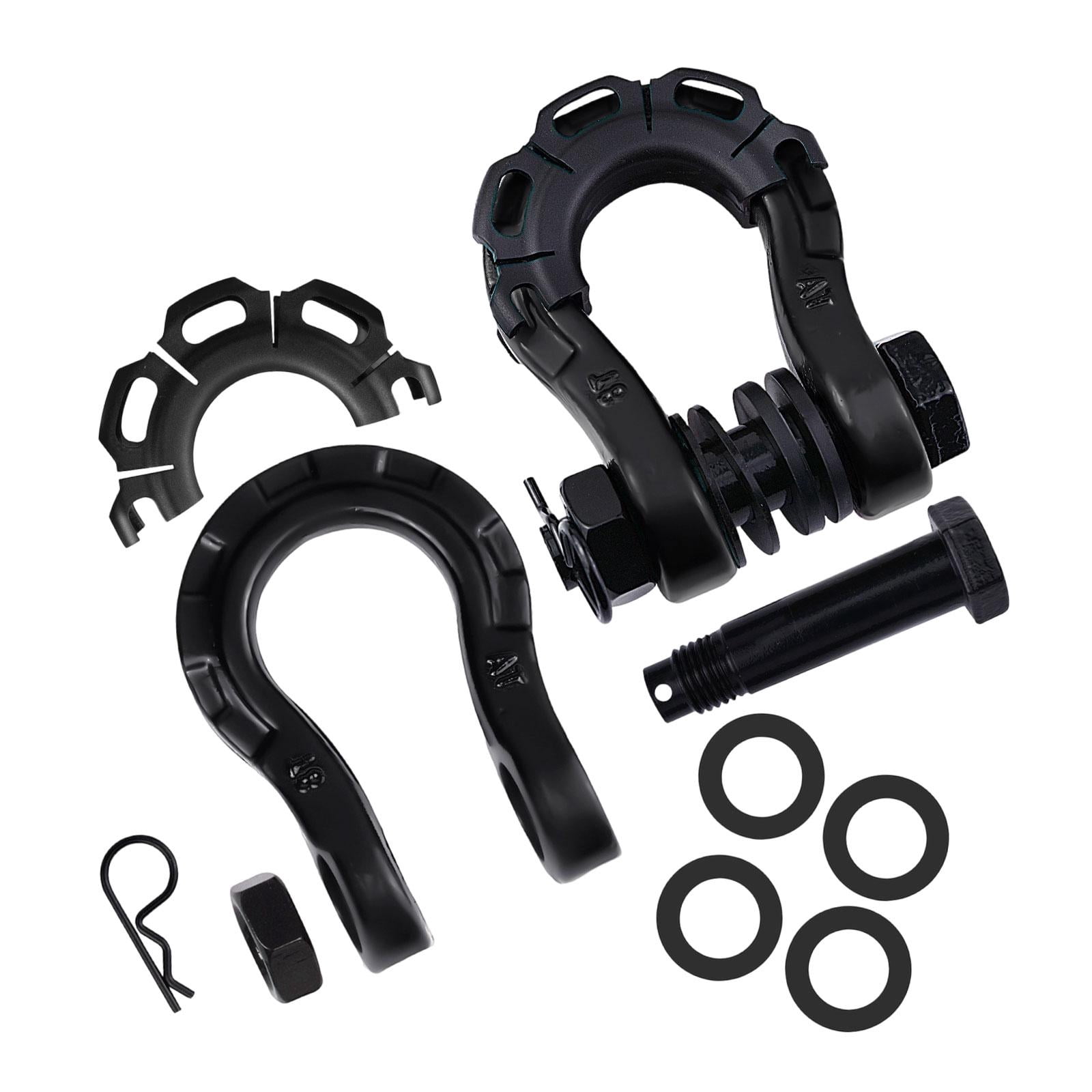 JISADER 2 Pieces D Ring Shackles Easy to Use Heavy Duty Off Roads Towing Accessories Black