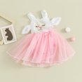 thumbnail image 6 of Douhoow Easter Baby Girls Bunny Romper Dress Summer Sleeveless Ribbed Tulle Patchwork Romper 0-24 Months, 6 of 9