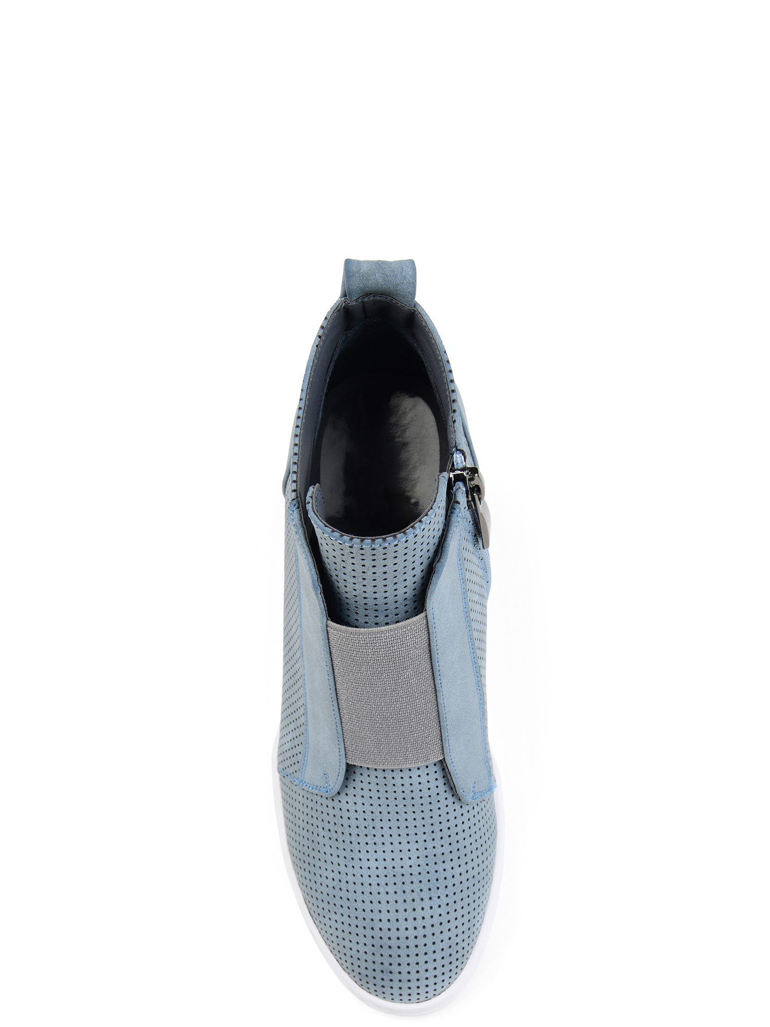 Brinley Co Womens Athleisure Laser-cut Side-zip Sneaker Wedges - image 3 of 7