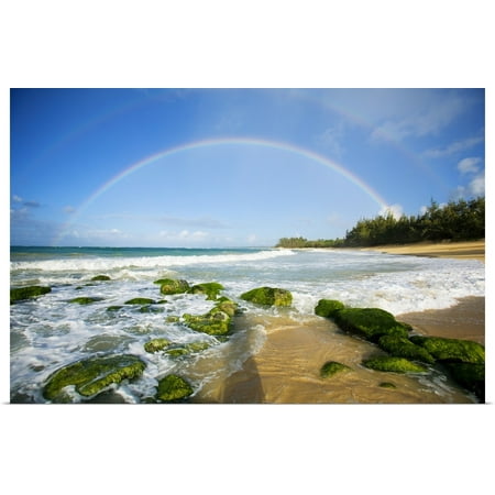 Great BIG Canvas | Rolled Ron Dahlquist Poster Print entitled Hawaii, Maui, Double Rainbows Over Baldwin (Best Beaches Big Island Hawaii)