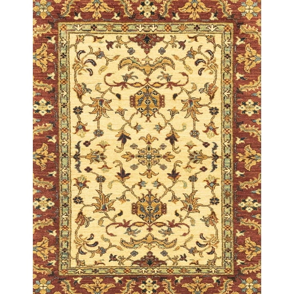 Ahgly Company Indoor Rectangle Abstract Chrome Gold Yellow Abstract Area Rugs, 2' x 4'
