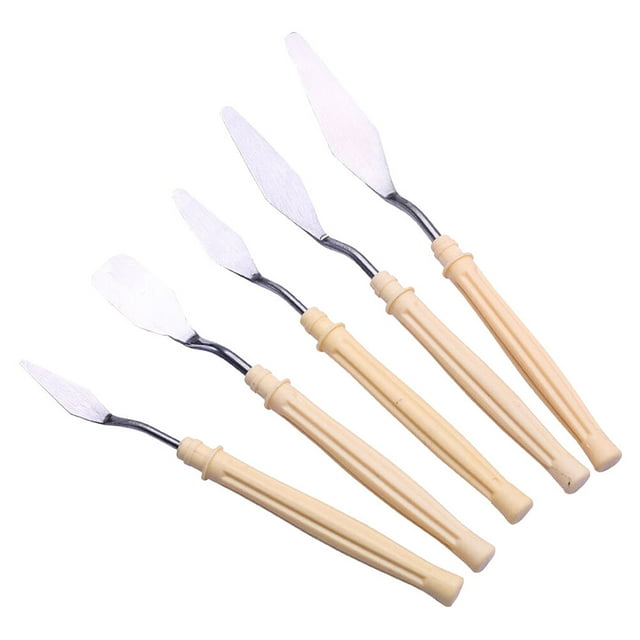 5PCS Oil Painting Scraper Portable Paint Spatula Stainless Steel Art Paint Shovel Practical Color Mixing Tool for Home Use