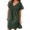 thumbnail image 1 of Felwors Robe Manches Courtes Mini Taille Sexy Robe Décontractée Cou Haut Flowy Femmes Robe de Femmes, 1 of 7