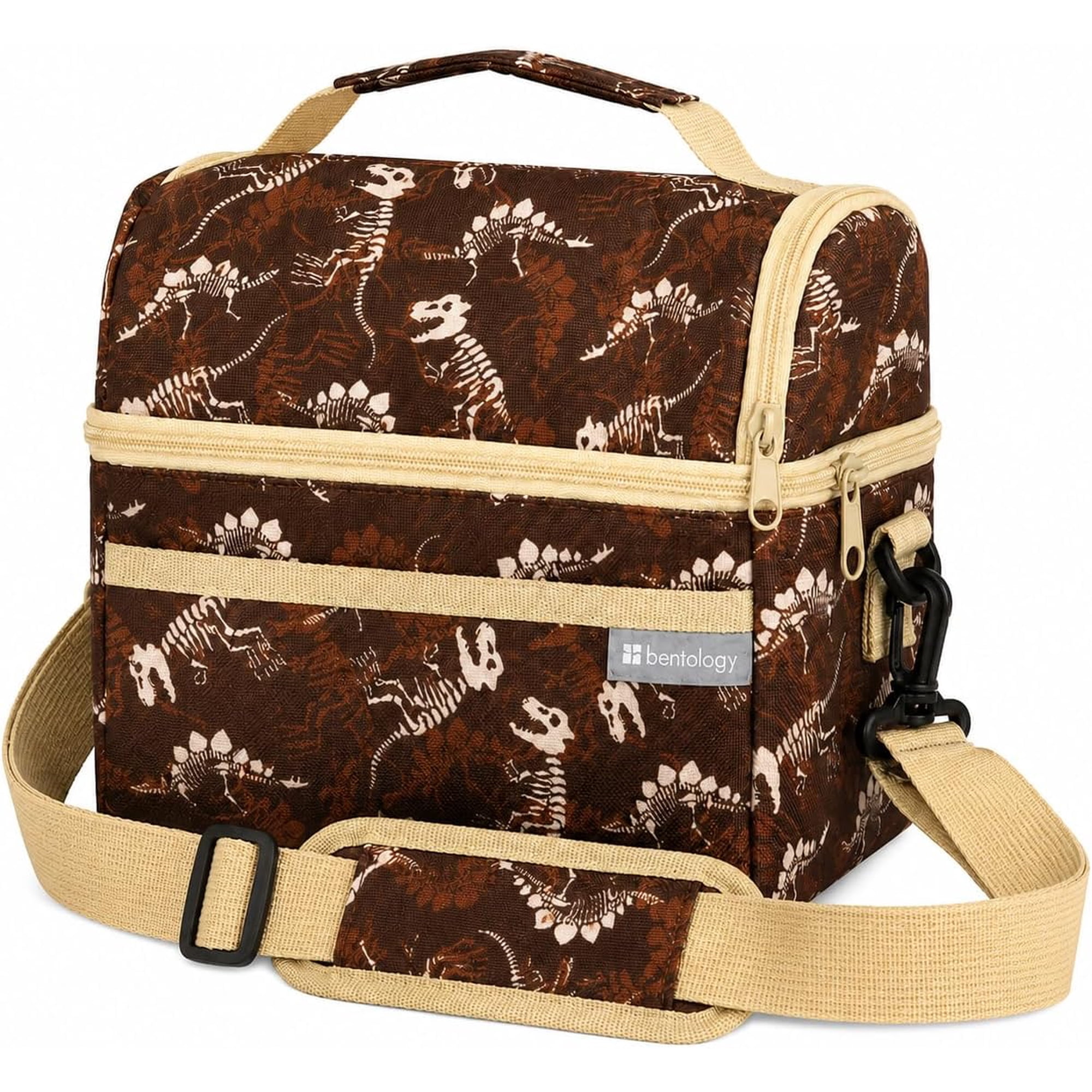 Bentology Insulated Durable Lunch Bag - Reusable Meal Tote w Handle and Pockets - Fossils - Great for School, Camp, Daycare