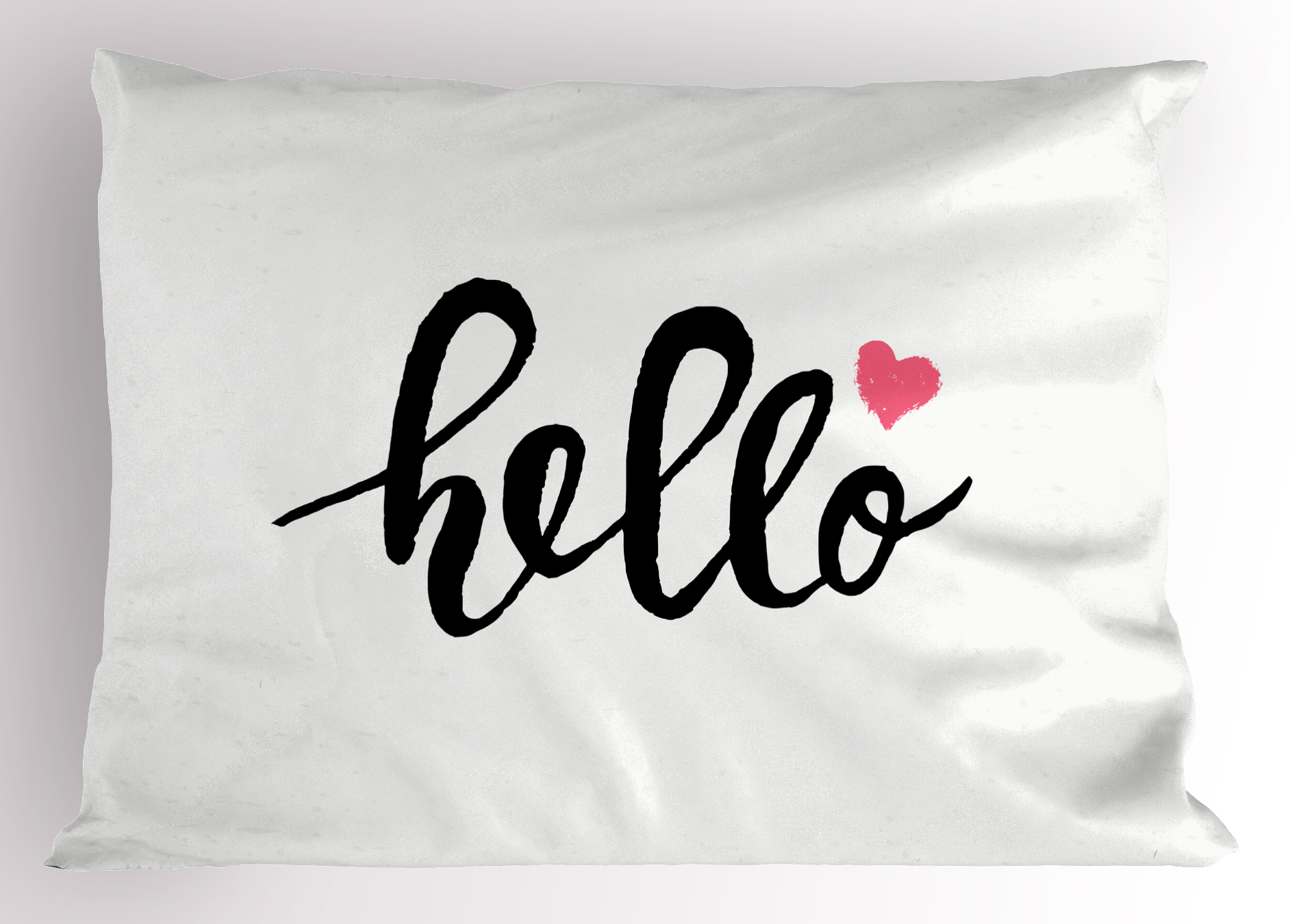Hello Pillow Sham Typographic Design Handwritten Letter Font Message of