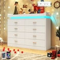 thumbnail image 3 of ChVans White Dresser with Charging Station and LED Lights, Modern Chest of Drawers for Closet, 8 drawer dresser for Bedroom, Living Room, Entryway, Hallway, 3 of 6