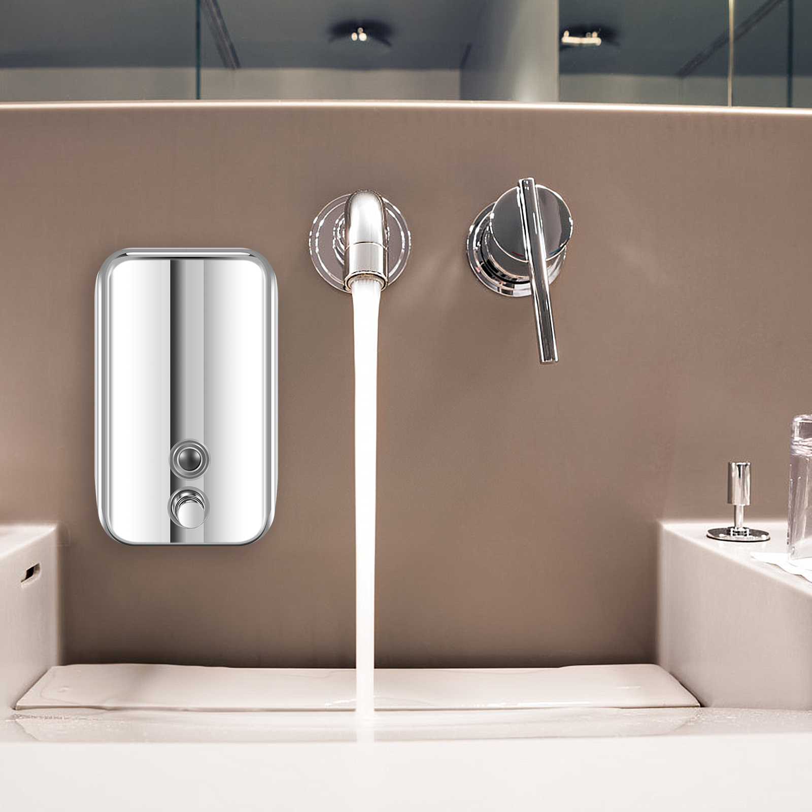 Threns 4Pcs Commercial Soap Dispenser Wall Mount Stainless Steel Manual Liquid Pump Rust-Proof Leak Free for Bathroom,33.8 oz