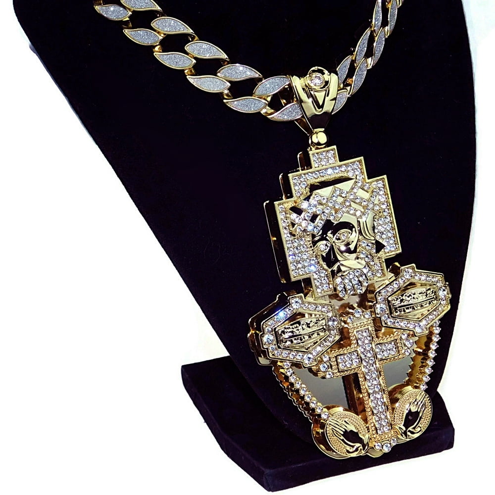 Bling Cartel Huge Jesus Piece Chain Last Supper Cross 3D Combo