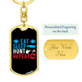 thumbnail image 3 of Eat Sleep Repeat Stainless Steel or 18k Gold Premium Swivel Dog Tag Keychain, 3 of 10