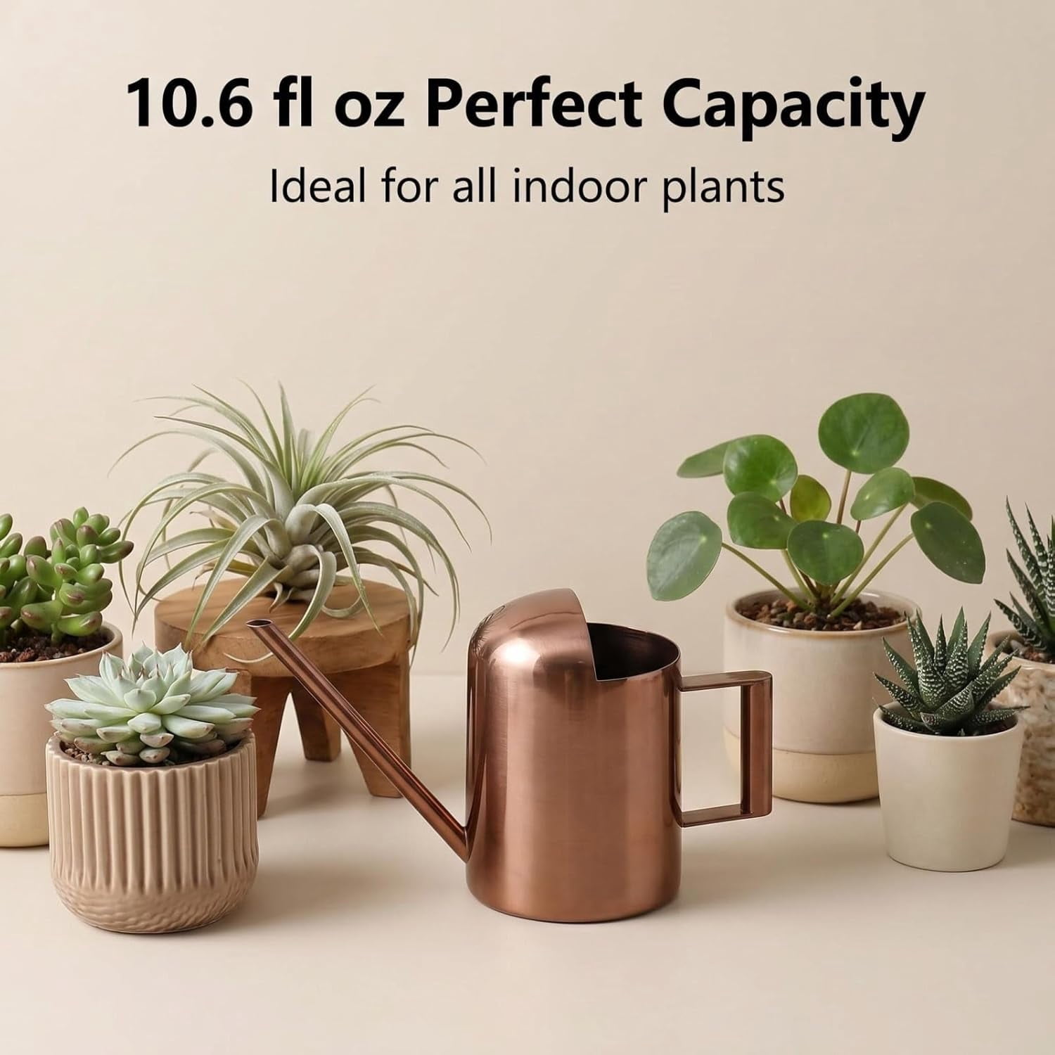 Watering Can 10oz/300ml Stainless Steel Long Spout Semi Open Powder Coated Flower Pot for Garden Family Outdoor