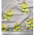 thumbnail image 1 of Soimoi Rayon Fabric Leaves & Yellow Flower Watercolor Print Fabric by Yard 42 Inch Wide, 1 of 5