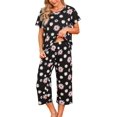 thumbnail image 1 of HAHDAXIA Womens Pajama Set Cotton Capri Pant Pyjama Short Sleeve Sleepwear Summer Pjs, 1 of 6