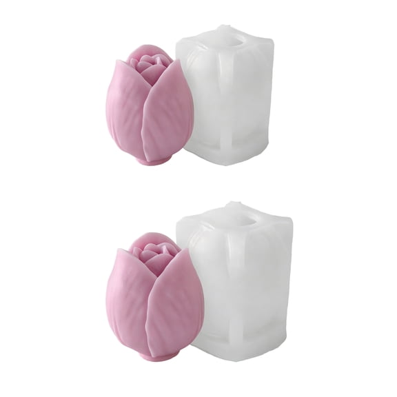 2PCS Tulip Flower Silicone Molds 3D Floral Resin Candle Soap Mold,Aromatherapy Candle Molds for Candle Making for DIY Resin Crafts,Cake Decoration,Flower Fondant & Home Decor Casting