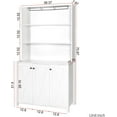 thumbnail image 2 of AngLink Large Kitchen Pantry Cabinet, Storage Hutch with Microwave Stand & Wine Rack, Freestanding Kitchen Cupboard Buffet Bar Cabinet with Barn Door & Open Shelves for Home (White), 2 of 16