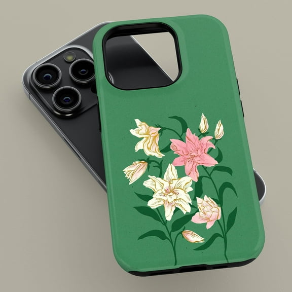 Pink Lily Floral Case for iPhone Samsung Elegant Flower Garden