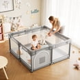 thumbnail image 2 of NimbleRest 46.5"x46.5" Large Baby Playpen Toddler Play Yards Safety Fence, Gray, 2 of 7