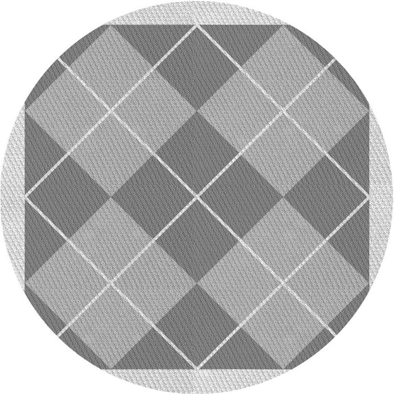 Ahgly Company Indoor Round Patterned Gray Area Rugs, 3' Round