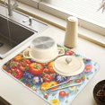 thumbnail image 2 of Yayeee Dish Drying Mat for Kitchen Counter 16" x 18" Microfiber Super Absorbent Coffee Decorative Pad, Purple Floral Tomatoes, 2 of 9