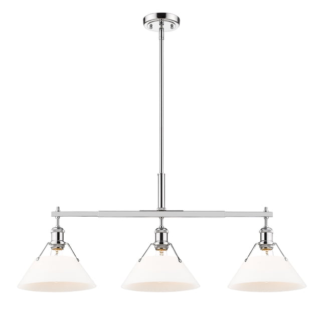 Orwell 3-Light Linear Pendant in Chrome with Opal Glass