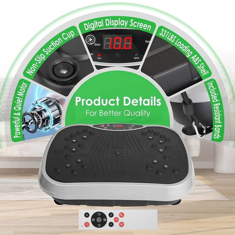 Qifang Vibration Exercise Machine with Resistance Bands, 120 Levels Whole Body Vibration Platform for Weight Loss, Shaping, Home Gym Workout Equipment