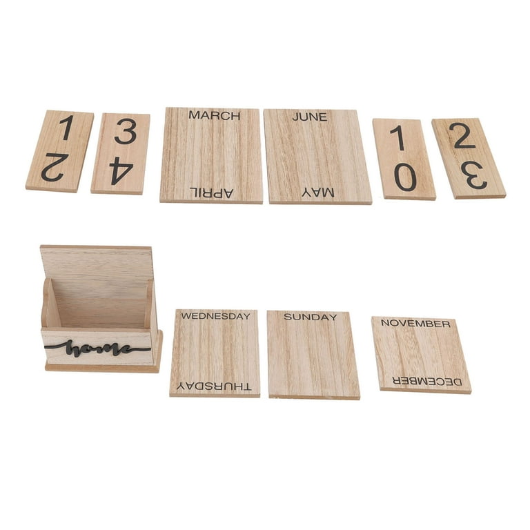 YUUFUU Wooden Perpetual Desk Calendar Blocks, Cute Desk