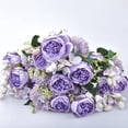 thumbnail image 5 of Artificial Peony Silk Flowers Fake Faux Peony Bouquets Flowers for Wedding Party Bridal Home Decoration Table Centerpieces (Purple, Bouquets), 5 of 5