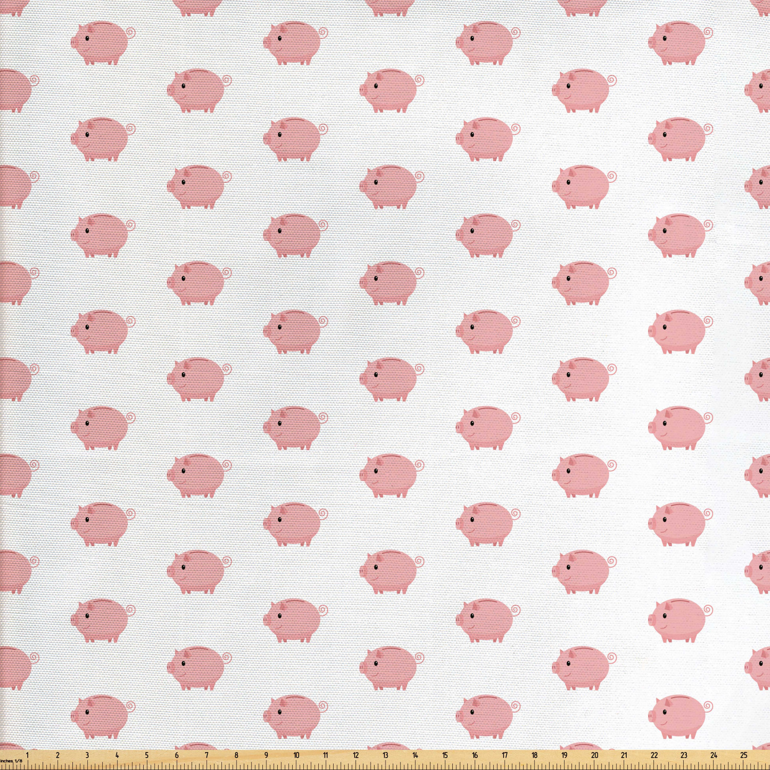 Pig Fabric by The Yard, Concept of Continued Piglet Silhouettes with