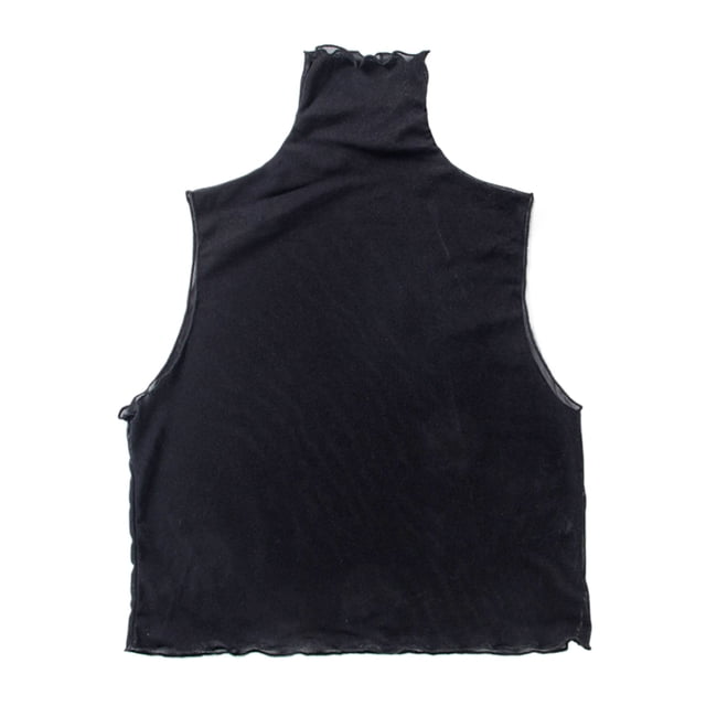 Sonducket Cuello falso de moda para entusiastas de la moda Top de cuello falso de cuello alto Georgette Prendas para la parte del cuerpo Negro
