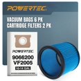 thumbnail image 1 of Bolsas para Aspiradora de Taller y Filtros de Cartucho POWERTEC 90662 6PK 2PK, 1 of 7