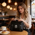 thumbnail image 6 of Btomtd Vintage Top Handle Crossbody Bags for Women, PU Mini Square Multi-Pocket Shoulder Bag, Stylish Handbag and Purse, Black, 6 of 7