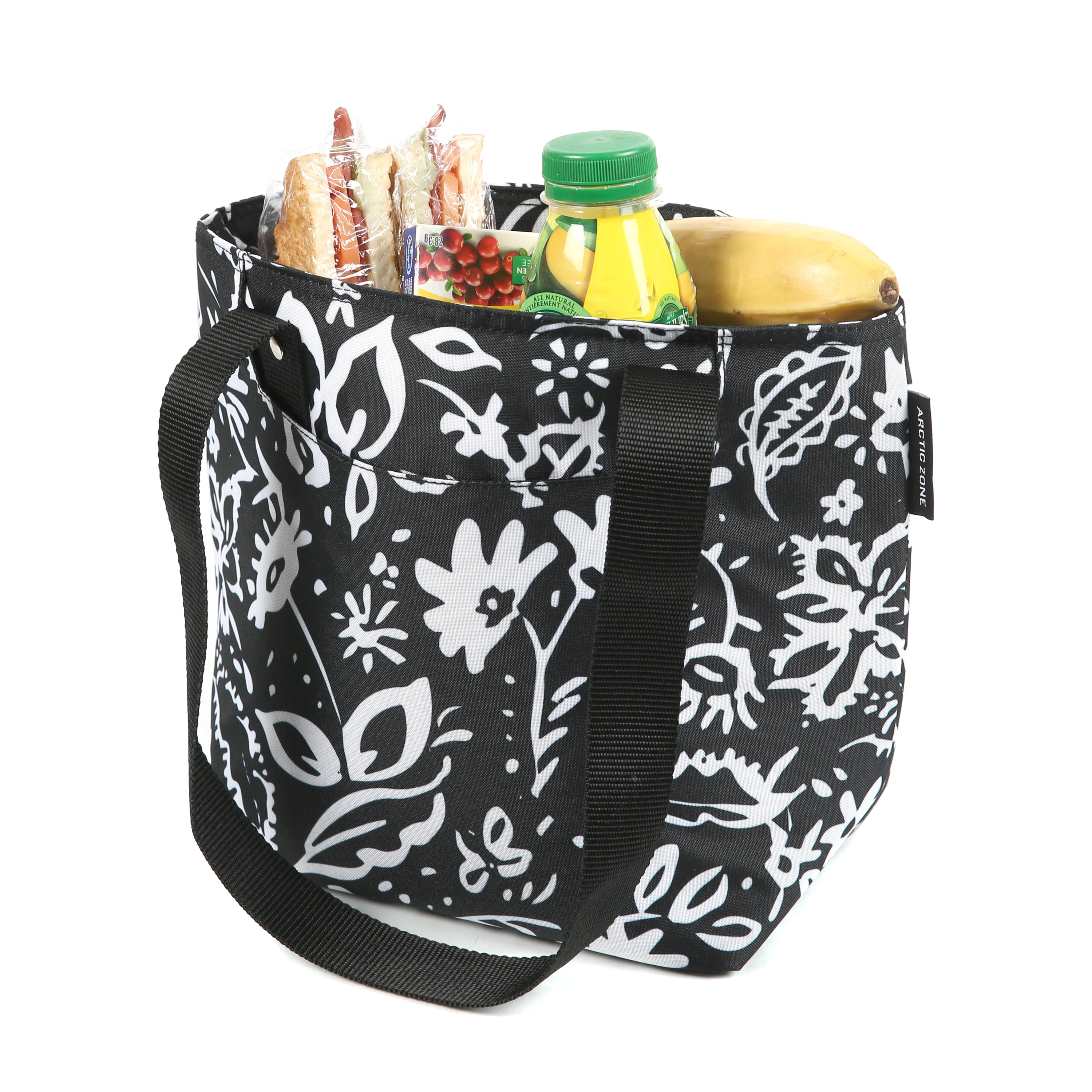 Arctic Zone Metropolis Lunch Tote, Lunch Bag For Women, Black & White Floral
