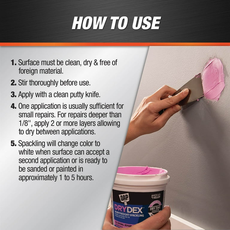DAP DryDex Spackling Patch Kit, 8 oz, Pink to White photo 5