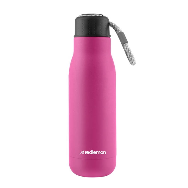 Termo de acero Inoxidable Redlemon con Tapa Hermética y cuerda 500ml Agua Fría 24 Horas y Caliente 12 Horas Rosa
