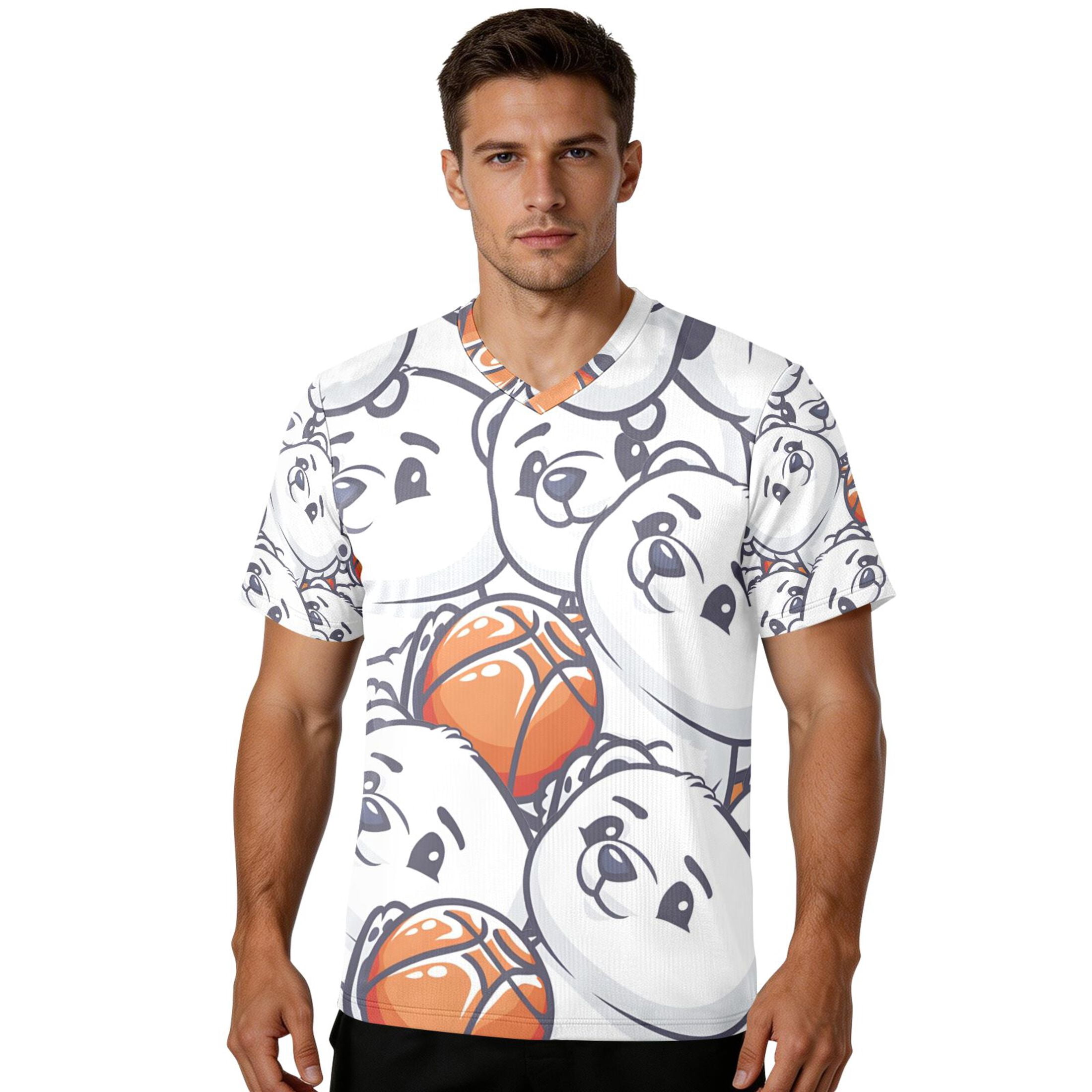 Polar Bear Playing Basketballs Men's Sports Jerseys Athletic T-Shirt Football Referee Short Sleeves Shirt 3XL