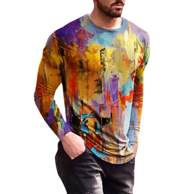 Hommes Impression Cou en Vrac Popularité Manches Longues