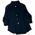 thumbnail image 2 of Womens Fashion Casual Button Down Shirt Long Sleeve Collar Loose Regular Blouses Fall Tops Blue S, 2 of 7