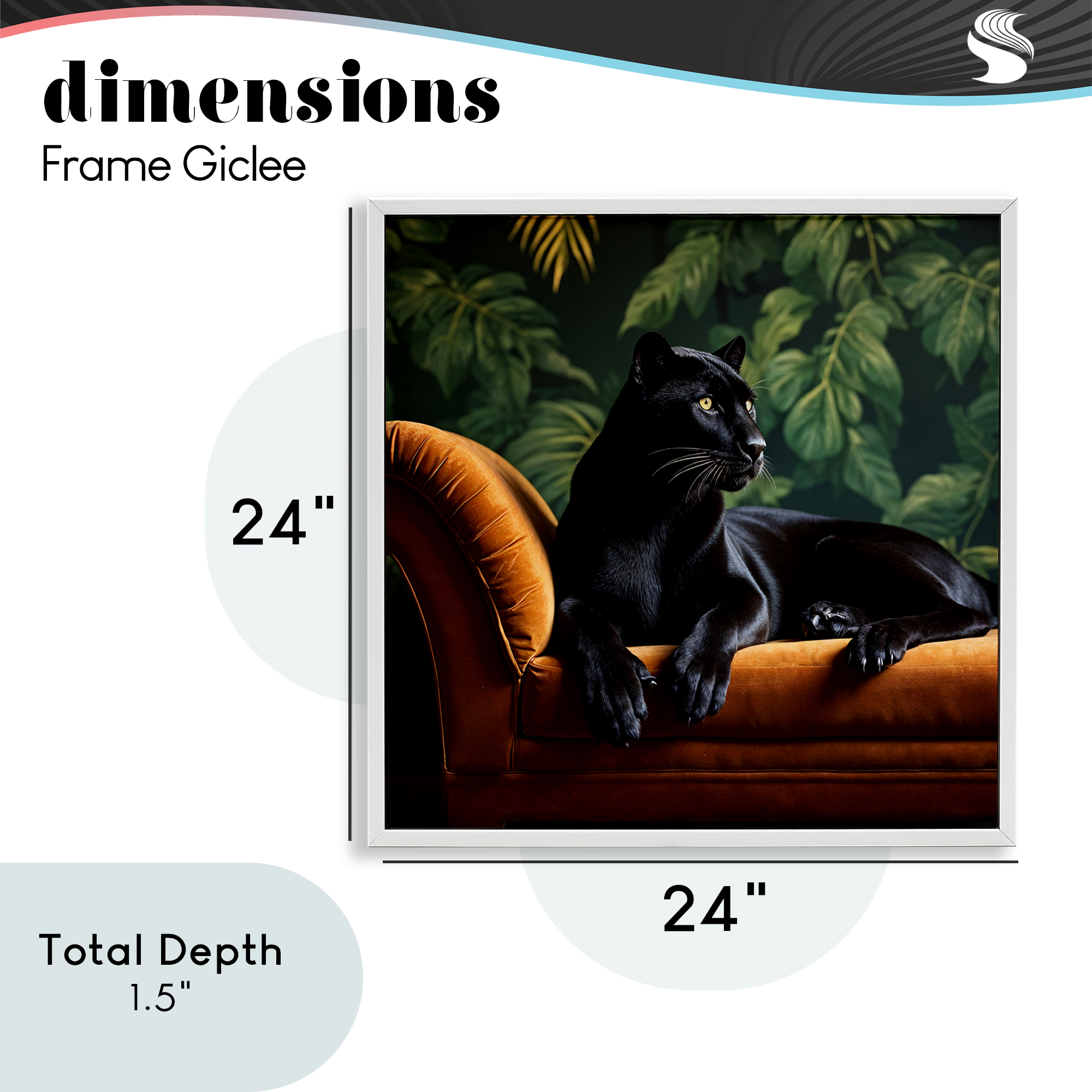 Majestic Panther on Chaise White Framed Giclee Art, design by Lettered and Lined