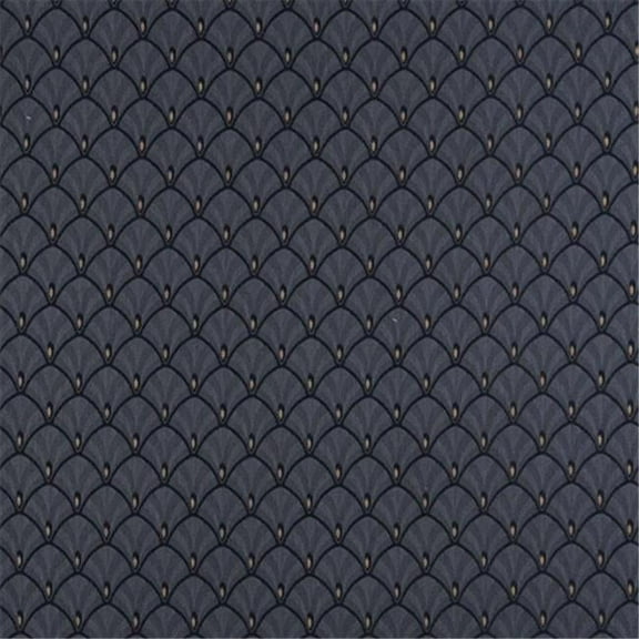 Designer Fabrics D308 54 in. Wide , Navy Blue And Gold Fan Jacquard Woven Upholstery Fabric