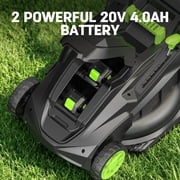 Steelite 17 Cordless Lawn Mower, 2x21V Battery Powered Walk-Behind Push Mowers,Electric Lawn Mowers with Brushless Motor, 2-in-1 Mulching & Bagging,6 Heights Adjustment, 2*4.0Ah Battery Included