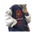 thumbnail image 4 of Yuemengxuan Women Fashion Letter Embroidery Long Sleeve Oversized Baseball Jackets, 4 of 9
